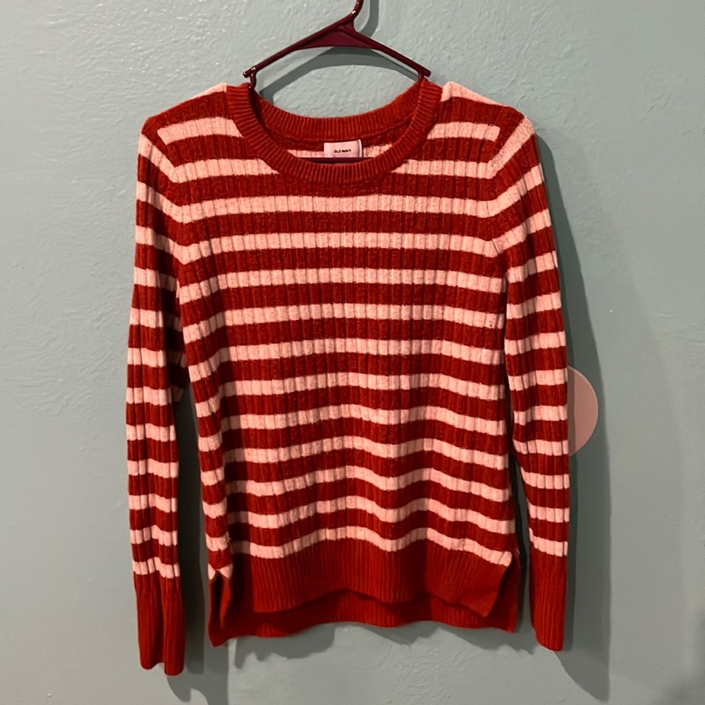 Old Navy orange and white striped sweater women’s size S